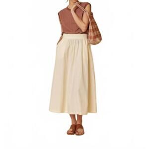 NEW INDI & COLD poplin midi skirt in crudo